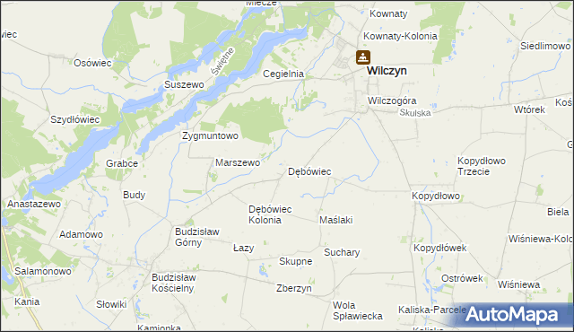 mapa Dębówiec gmina Wilczyn, Dębówiec gmina Wilczyn na mapie Targeo