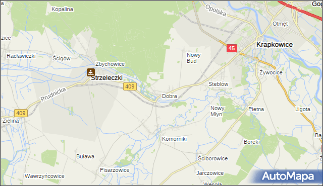 mapa Dobra gmina Strzeleczki, Dobra gmina Strzeleczki na mapie Targeo