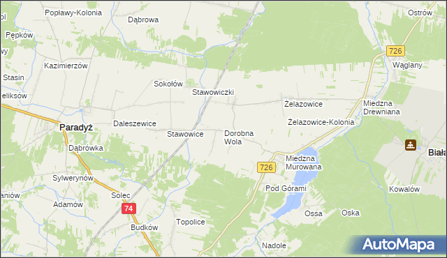 mapa Dorobna Wola, Dorobna Wola na mapie Targeo