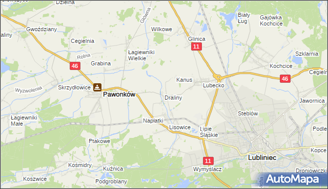 mapa Draliny, Draliny na mapie Targeo