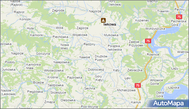 mapa Drużków Pusty, Drużków Pusty na mapie Targeo