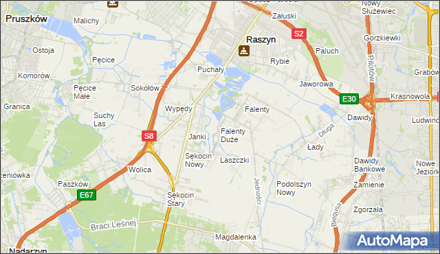 mapa Falenty Duże, Falenty Duże na mapie Targeo