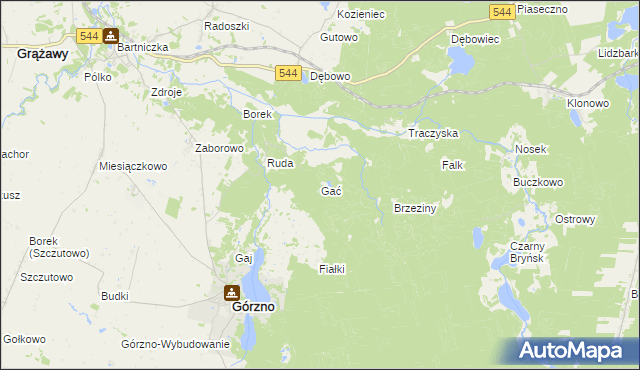 mapa Gać gmina Górzno, Gać gmina Górzno na mapie Targeo