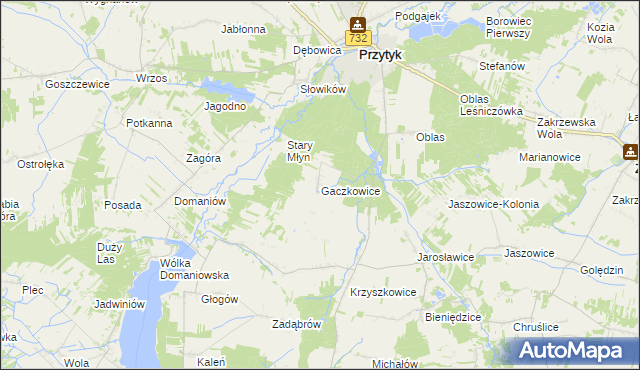 mapa Gaczkowice, Gaczkowice na mapie Targeo