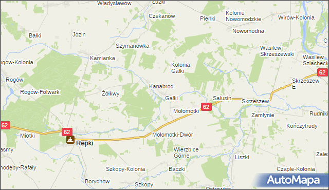 mapa Gałki gmina Repki, Gałki gmina Repki na mapie Targeo