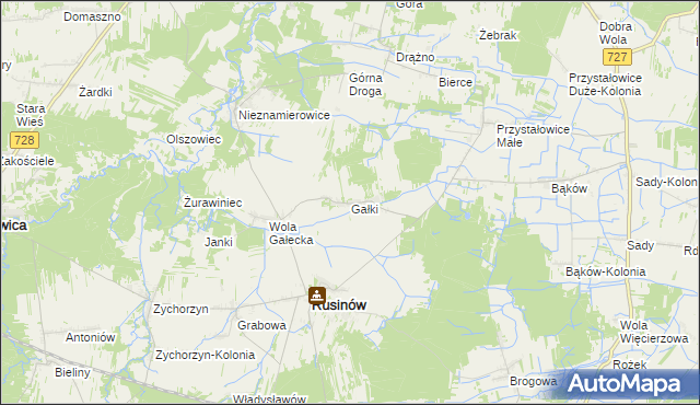 mapa Gałki gmina Rusinów, Gałki gmina Rusinów na mapie Targeo