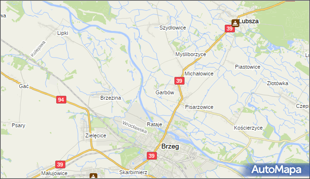 mapa Garbów gmina Lubsza, Garbów gmina Lubsza na mapie Targeo