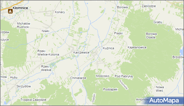 mapa Garnek gmina Kłomnice, Garnek gmina Kłomnice na mapie Targeo