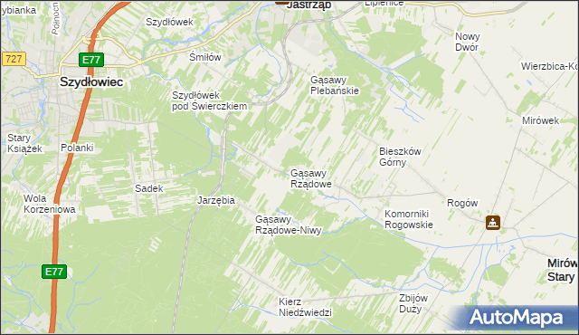 mapa Gąsawy Rządowe, Gąsawy Rządowe na mapie Targeo