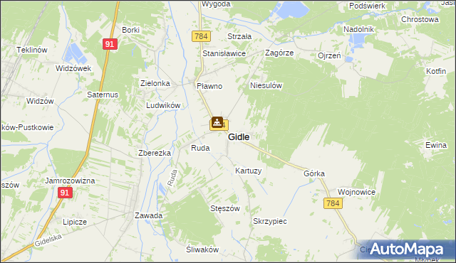 mapa Gidle, Gidle na mapie Targeo