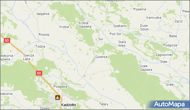 mapa Golanka gmina Kadzidło, Golanka gmina Kadzidło na mapie Targeo