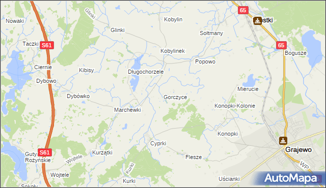 mapa Gorczyce gmina Prostki, Gorczyce gmina Prostki na mapie Targeo