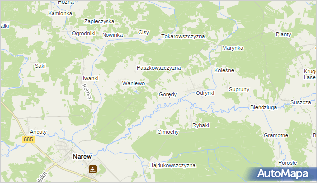 mapa Gorędy, Gorędy na mapie Targeo