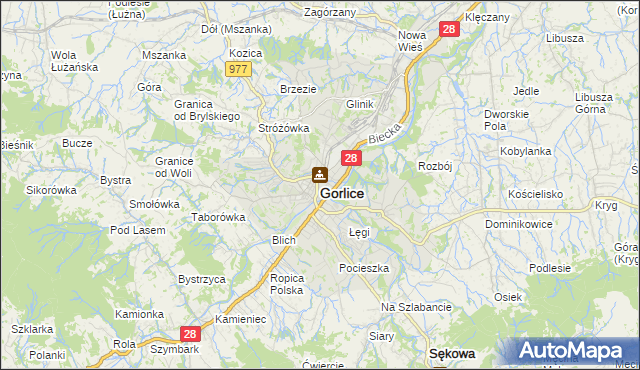 mapa Gorlic, Gorlice na mapie Targeo