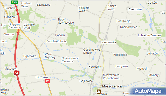 mapa Gościmowice Drugie, Gościmowice Drugie na mapie Targeo