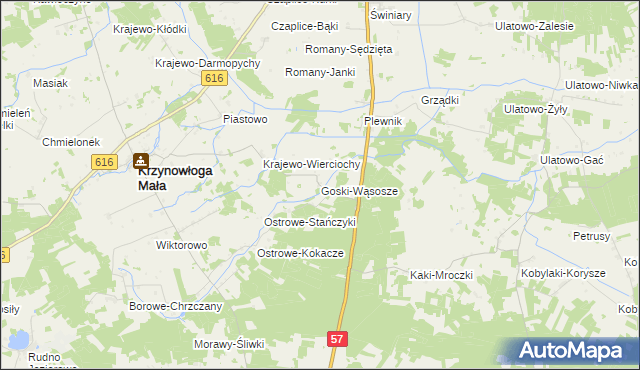 mapa Goski-Wąsosze, Goski-Wąsosze na mapie Targeo