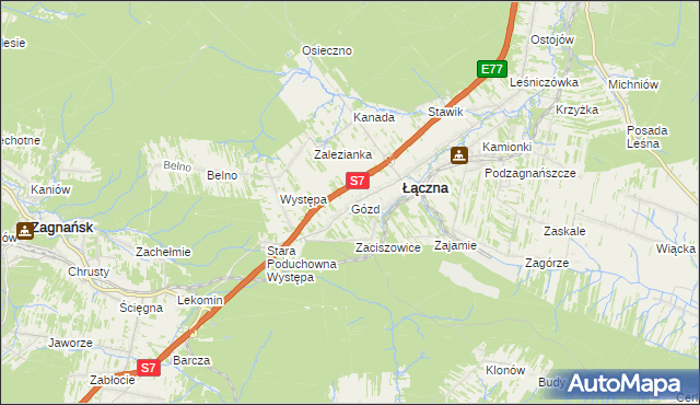 mapa Gózd gmina Łączna, Gózd gmina Łączna na mapie Targeo