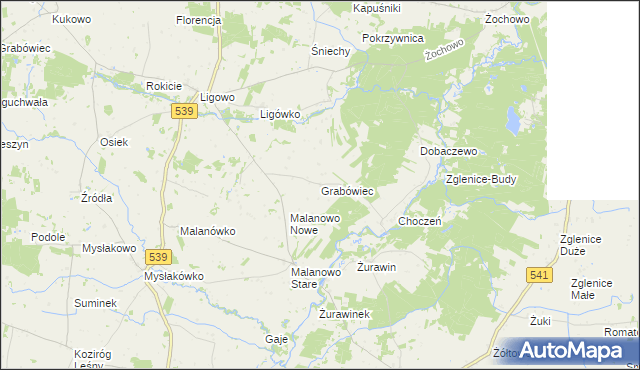 mapa Grabówiec gmina Mochowo, Grabówiec gmina Mochowo na mapie Targeo