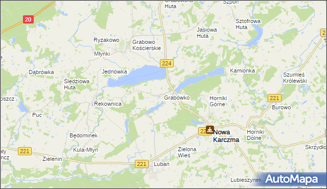 mapa Grabówko gmina Nowa Karczma, Grabówko gmina Nowa Karczma na mapie Targeo