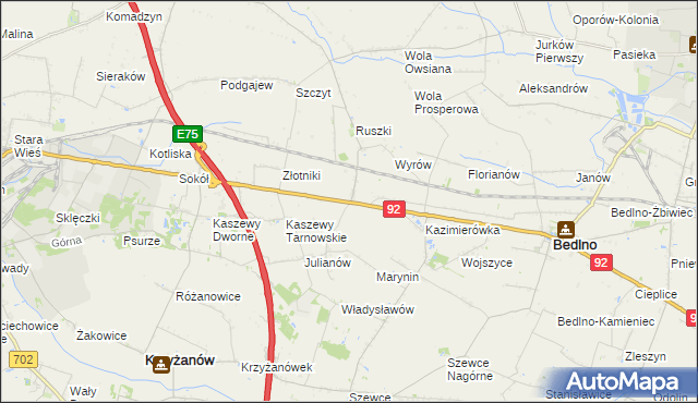 mapa Groszki gmina Bedlno, Groszki gmina Bedlno na mapie Targeo