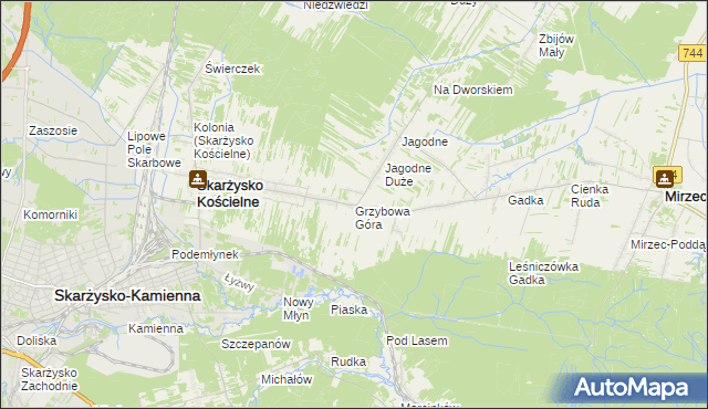 mapa Grzybowa Góra, Grzybowa Góra na mapie Targeo