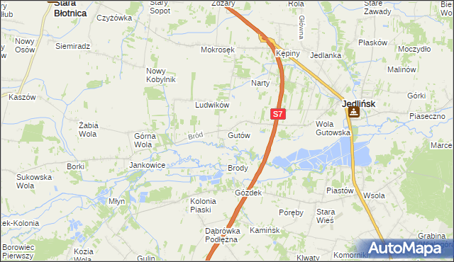 mapa Gutów gmina Jedlińsk, Gutów gmina Jedlińsk na mapie Targeo