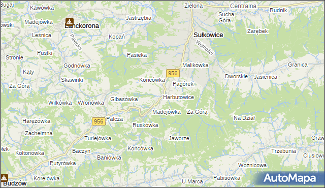 mapa Harbutowice gmina Sułkowice, Harbutowice gmina Sułkowice na mapie Targeo