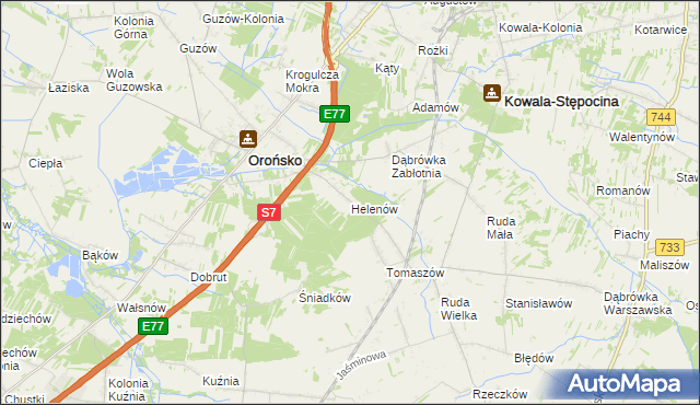 mapa Helenów gmina Orońsko, Helenów gmina Orońsko na mapie Targeo