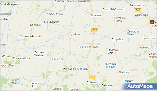 mapa Humięcino-Koski, Humięcino-Koski na mapie Targeo