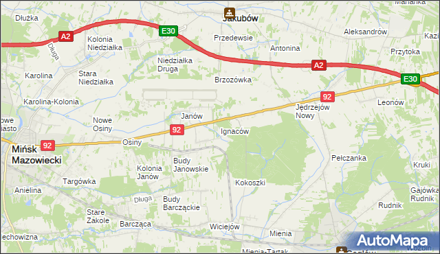 mapa Ignaców gmina Mińsk Mazowiecki, Ignaców gmina Mińsk Mazowiecki na mapie Targeo