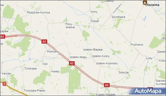 mapa Izdebki-Błażeje, Izdebki-Błażeje na mapie Targeo