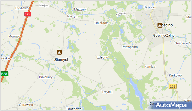 mapa Izdebno gmina Siemyśl, Izdebno gmina Siemyśl na mapie Targeo