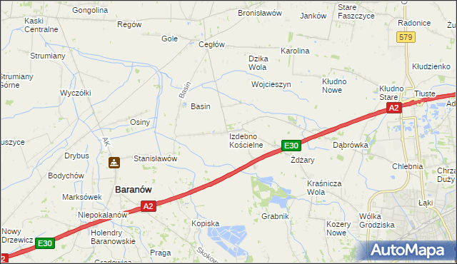 mapa Izdebno Kościelne, Izdebno Kościelne na mapie Targeo