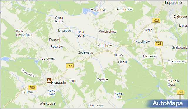 mapa Jakubów gmina Krasocin, Jakubów gmina Krasocin na mapie Targeo