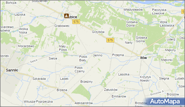 mapa Jamno gmina Słubice, Jamno gmina Słubice na mapie Targeo