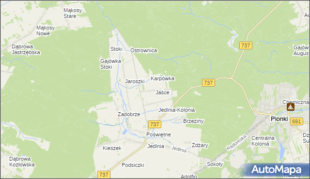 mapa Jaśce, Jaśce na mapie Targeo