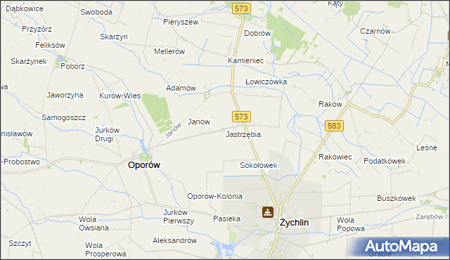 mapa Jastrzębia gmina Oporów, Jastrzębia gmina Oporów na mapie Targeo