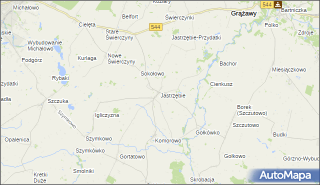 mapa Jastrzębie gmina Bartniczka, Jastrzębie gmina Bartniczka na mapie Targeo