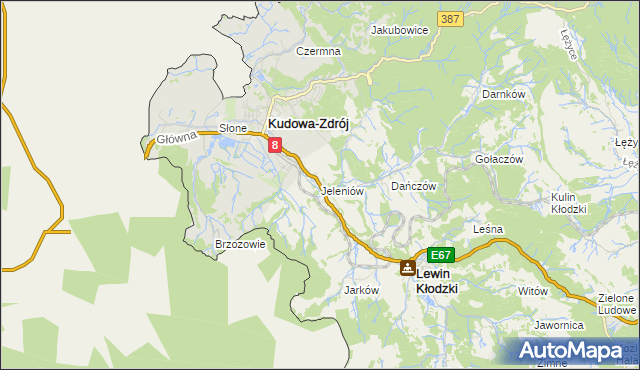 mapa Jeleniów gmina Lewin Kłodzki, Jeleniów gmina Lewin Kłodzki na mapie Targeo