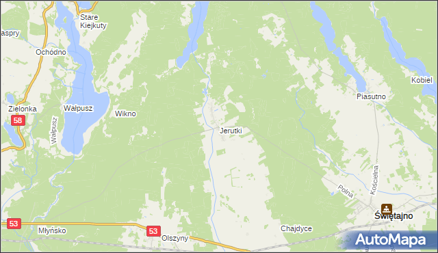 mapa Jerutki, Jerutki na mapie Targeo