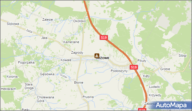 mapa Jeżowe, Jeżowe na mapie Targeo