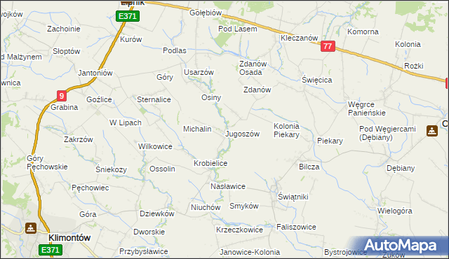 mapa Jugoszów, Jugoszów na mapie Targeo