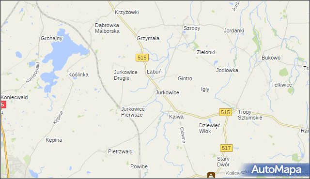 mapa Jurkowice gmina Stary Targ, Jurkowice gmina Stary Targ na mapie Targeo