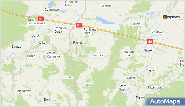 mapa Kaczka gmina Goworowo, Kaczka gmina Goworowo na mapie Targeo