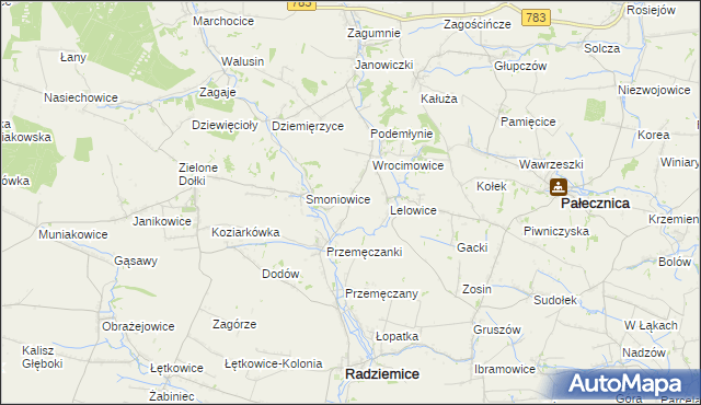 mapa Kaczowice gmina Radziemice, Kaczowice gmina Radziemice na mapie Targeo