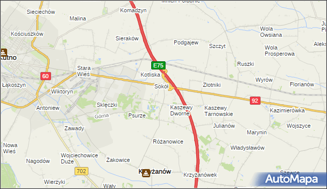 mapa Kaszewy Kościelne, Kaszewy Kościelne na mapie Targeo