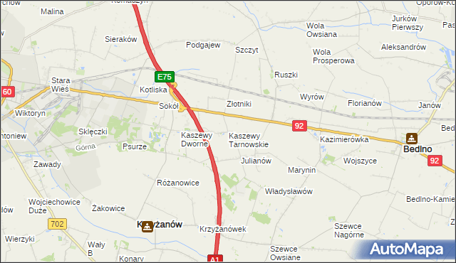 mapa Kaszewy Tarnowskie, Kaszewy Tarnowskie na mapie Targeo