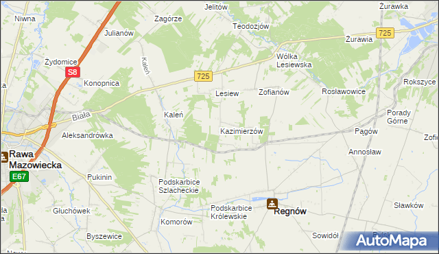 mapa Kazimierzów gmina Regnów, Kazimierzów gmina Regnów na mapie Targeo