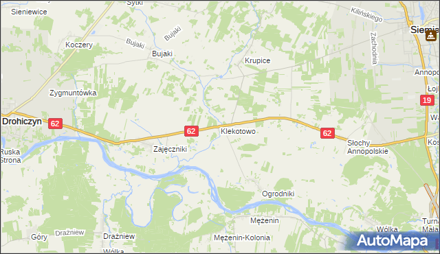 mapa Klekotowo gmina Siemiatycze, Klekotowo gmina Siemiatycze na mapie Targeo