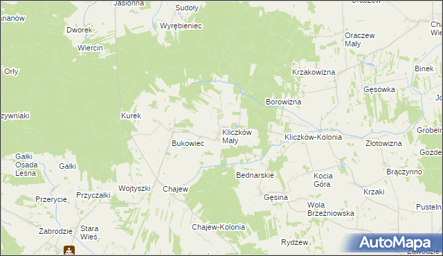 mapa Kliczków Mały, Kliczków Mały na mapie Targeo